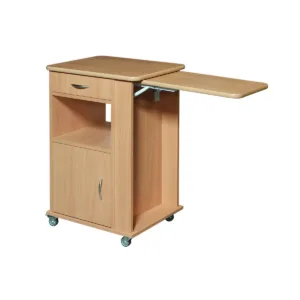 Κομοδίνο Ξύλινο Τροχήλατο με Τραπεζάκι