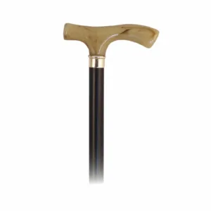 Μπαστούνι Ξύλινο Μαύρο με Κοκάλινη Λαβή