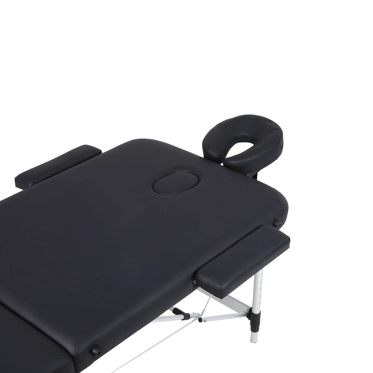 Πτυσσόμενο Κρεβάτι Μασάζ 2 Τμημάτων Αλουμινίου με Αξεσουάρ – Μαύρο (πλάτος 70cm)