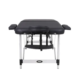 Πτυσσόμενο Κρεβάτι Μασάζ 2 Τμημάτων Αλουμινίου με Αξεσουάρ – Μαύρο (πλάτος 70cm)