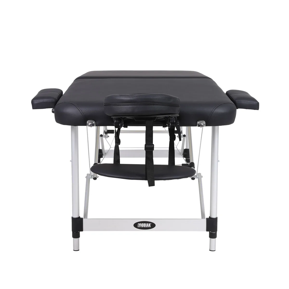 Πτυσσόμενο Κρεβάτι Μασάζ 2 Τμημάτων Αλουμινίου με Αξεσουάρ – Μαύρο (πλάτος 70cm)