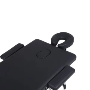 Πτυσσόμενο Κρεβάτι Μασάζ 3 Τμημάτων Αλουμινίου με Αξεσουάρ – Μαύρο (πλάτος 60cm)