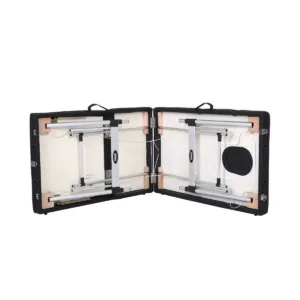 Πτυσσόμενο Κρεβάτι Μασάζ 3 Τμημάτων Αλουμινίου με Αξεσουάρ – Μαύρο (πλάτος 60cm)