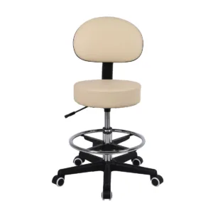 Τροχήλατο Σκαμπό με Πλάτη Ρυθμιζόμενου Ύψους – Μπεζ