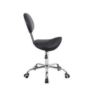 Τροχήλατο Σκαμπό με Πλάτη Τύπου “PONY” Ρυθμιζόμενου Ύψους – Μαύρο