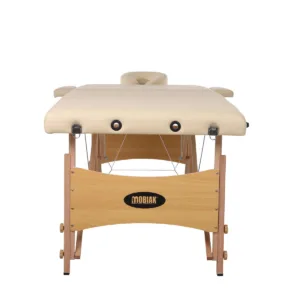 Ξύλινο Πτυσσόμενο Κρεβάτι Μασάζ 2 Τμημάτων με Αξεσουάρ – Μπεζ (πλάτος 70cm)