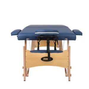 Ξύλινο Πτυσσόμενο Κρεβάτι Μασάζ 2 Τμημάτων με Αξεσουάρ – Μπλε (πλάτος 70cm)