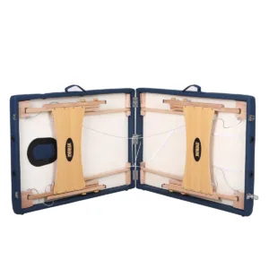 Ξύλινο Πτυσσόμενο Κρεβάτι Μασάζ 2 Τμημάτων με Αξεσουάρ – Μπλε (πλάτος 70cm)