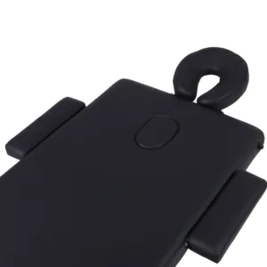 Ξύλινο Πτυσσόμενο Κρεβάτι Μασάζ 2 Τμημάτων με Αξεσουάρ – Μαύρο (πλάτος 60cm)