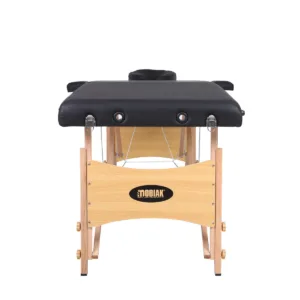 Ξύλινο Πτυσσόμενο Κρεβάτι Μασάζ 2 Τμημάτων με Αξεσουάρ – Μαύρο (πλάτος 60cm)