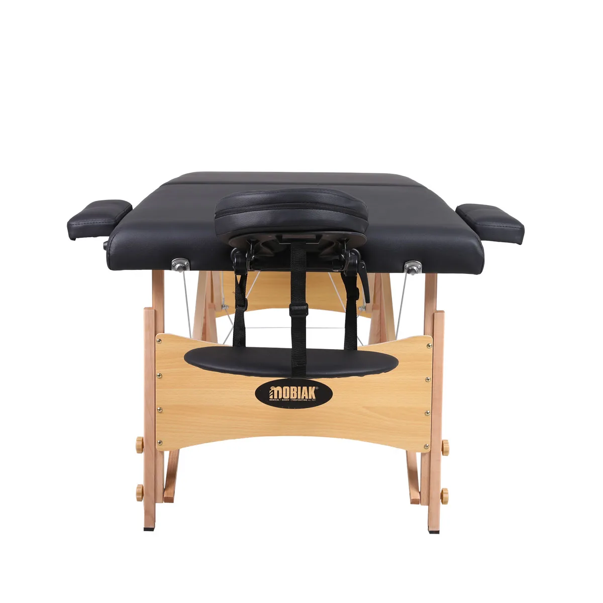 Ξύλινο Πτυσσόμενο Κρεβάτι Μασάζ 2 Τμημάτων με Αξεσουάρ – Μαύρο (πλάτος 70cm)